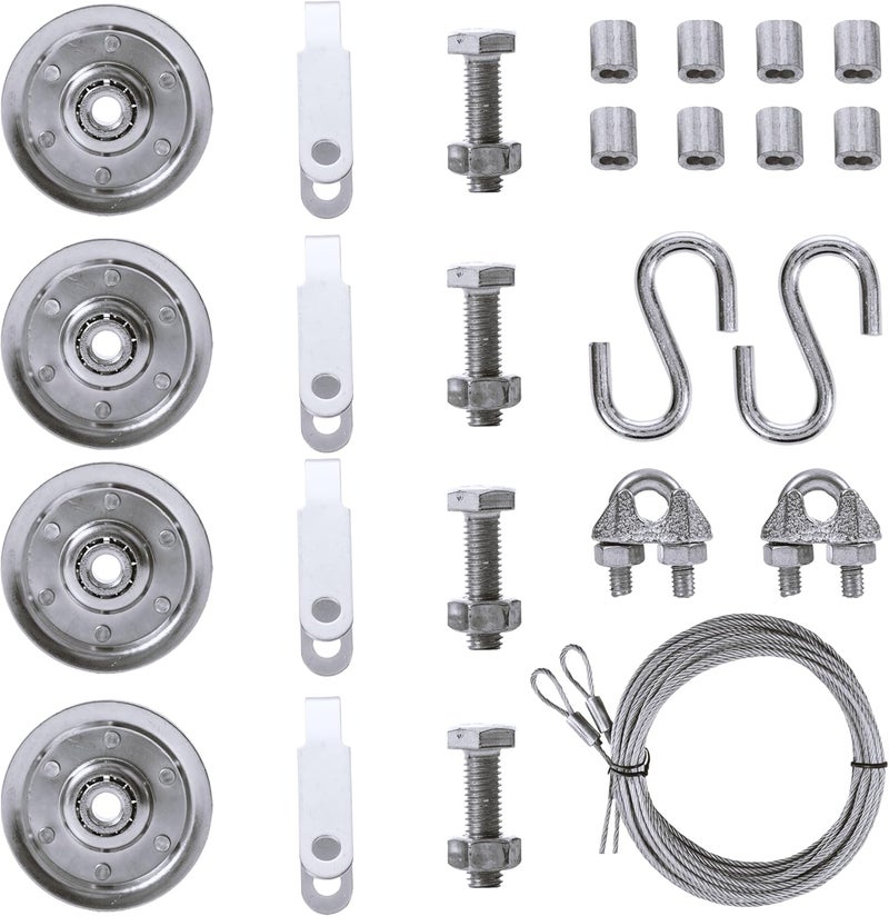 Granatan Garage Door Cable and Pulley Kit, 2 Pcs Galvanized Garage Door Cable, 4 Pcs 3'' Heavy Duty Pulley Replacement - Image 1